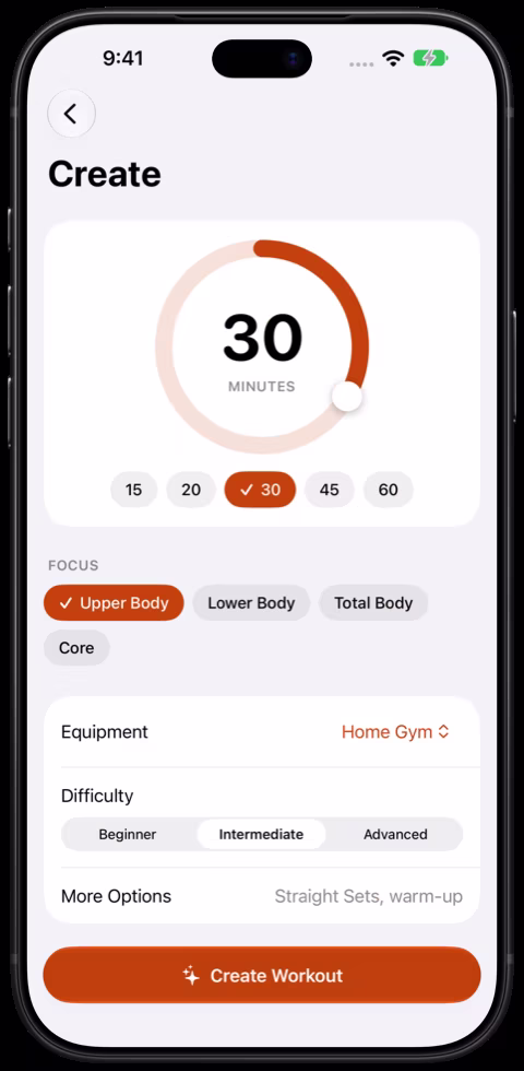 Not Another Workout App on iPhone: Creating a workout
