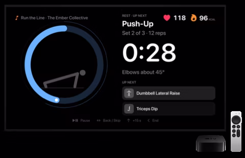 Not Another Workout App on Apple TV: Resting between sets