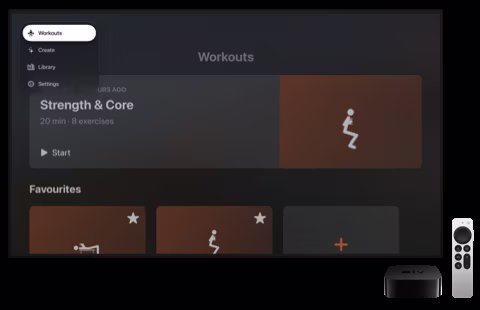 Not Another Workout App on Apple TV: Saved workouts