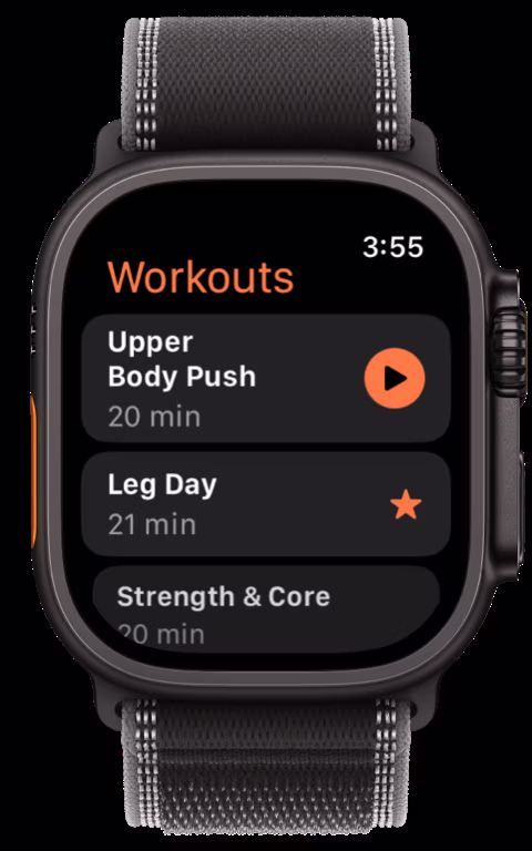 Not Another Workout App on Apple Watch: Saved workouts